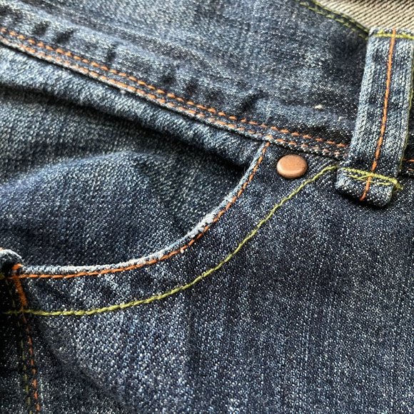 Of The Earth Jeans Wide Leg Denim Boho Organic Cotton Utility Pants Womens Sz 36 - Picture 10 of 16